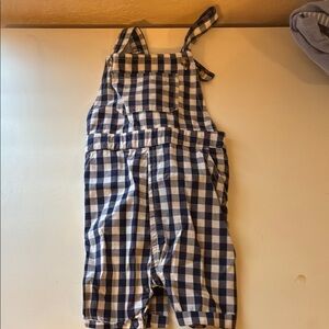 Blue and White Gingham Overalls with Casual Fit